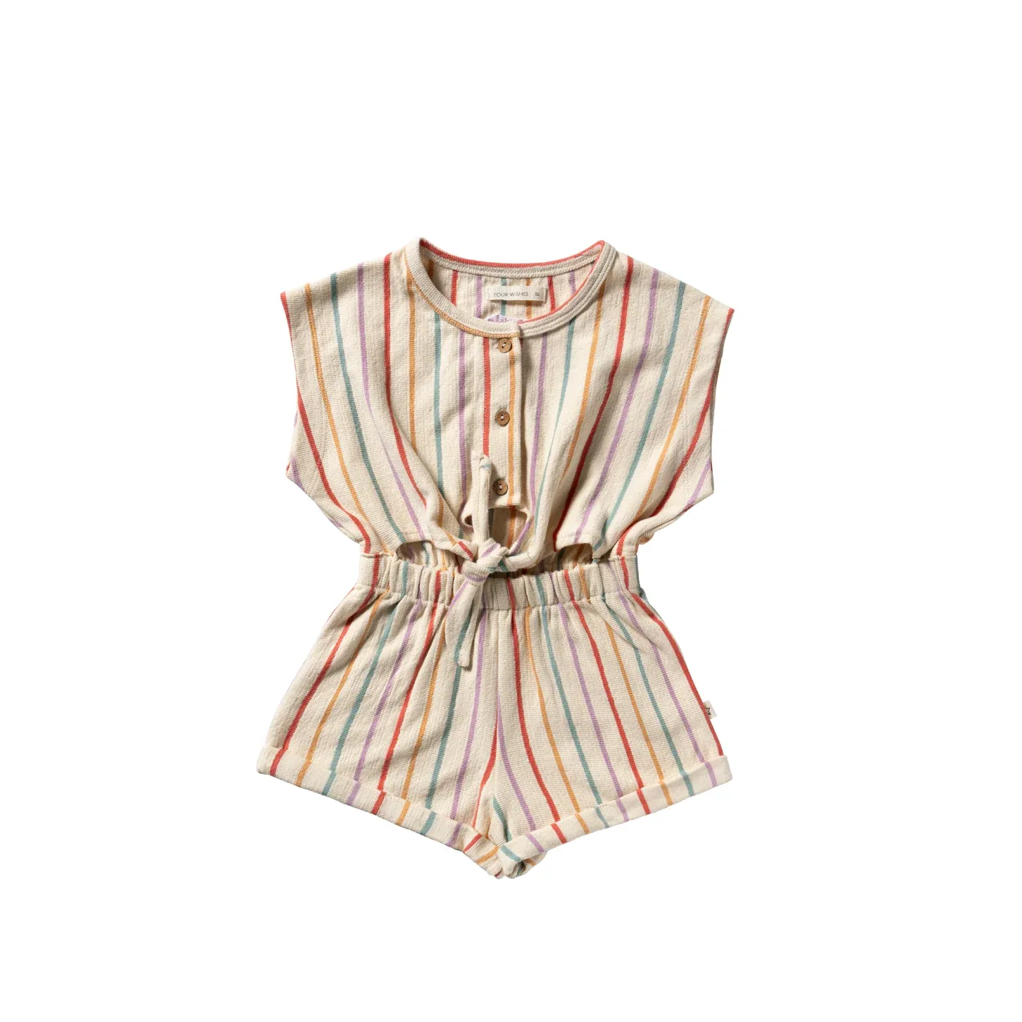 YOUR WISHES - Sunset Stripe Front Tie Playsuit - Multicolor