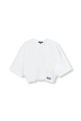 REFINED - Cropped Shortsleeve Sweater ROMEE - White
