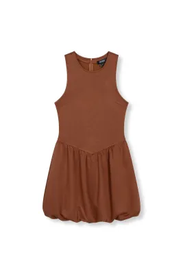 REFINED - Short Balloon Dress LENNY - Brown