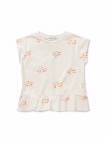 SPROET &amp; SPROUT - S26-2139 PEPLUM T-SHIRT ICE CREAM PRINT