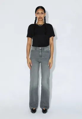 DR DENIM - Moxy High Straight - Washed Light Grey Used