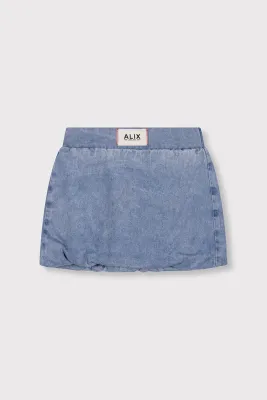 ALIX MINI - kids woven denim balloon skirt - blue denim