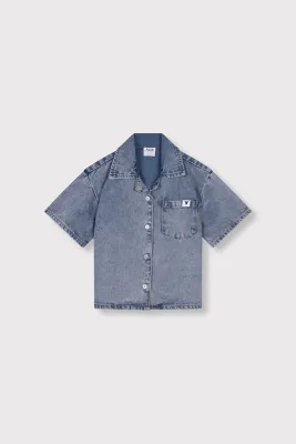 ALIX MINI - short sleeve denim blouse - blue denim