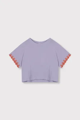 ALIX MINI - embroidered sleeves top - Lilac