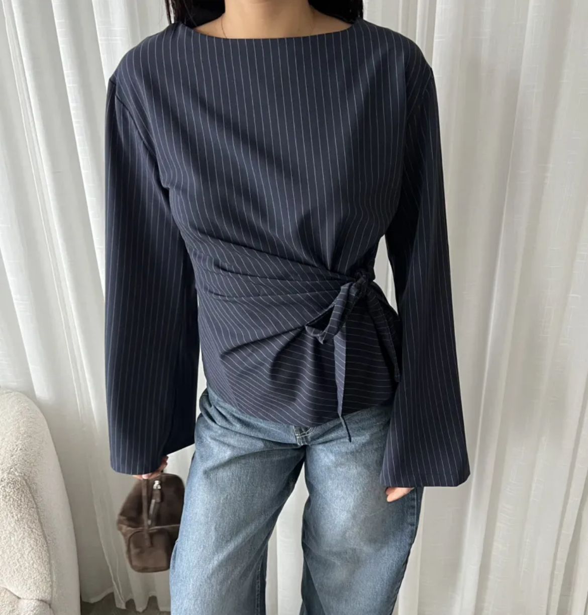 LUFF - Flared Sleeve Top - Navy