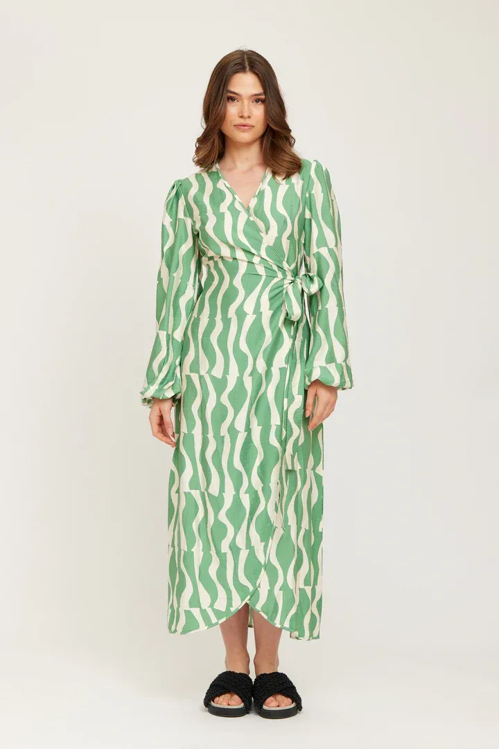 RUT - Edit Wrap Dress - Green Print