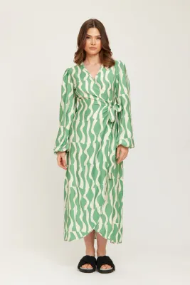 RUT - Edit Wrap Dress - Green Print