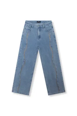 REFINED - Fringes Denim Pants Payton - Light Blue