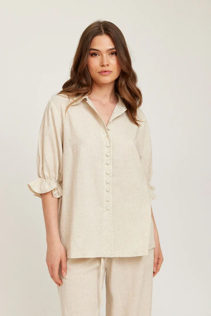 RUT - Maria Linnen Blouse - Beige