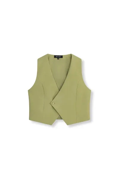 REFINED - Relaxed waistcoat Lillie - Matcha