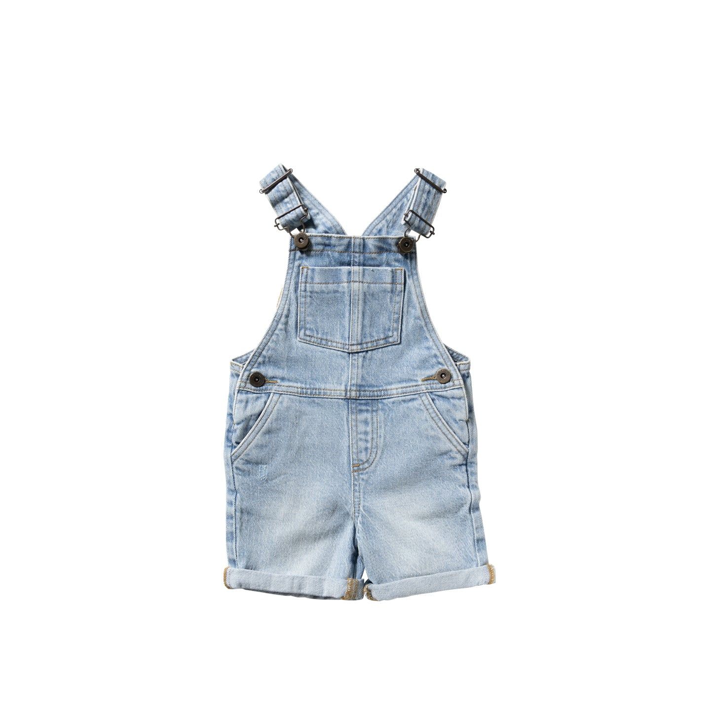 YOUR WISHES - Light Blue Denim | Short Dungarees - Denim Light Blue