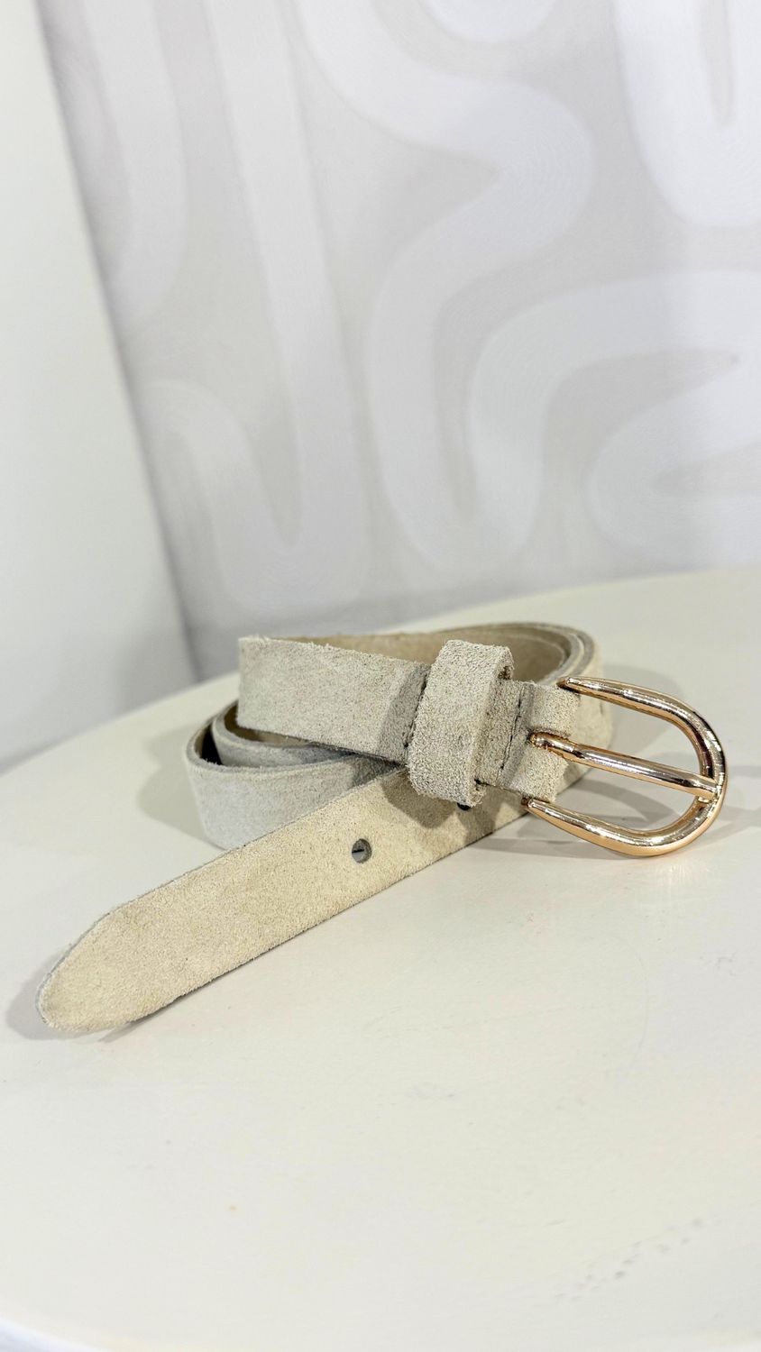 ELVY BELT - 20920 Suede - Ecru/Gold