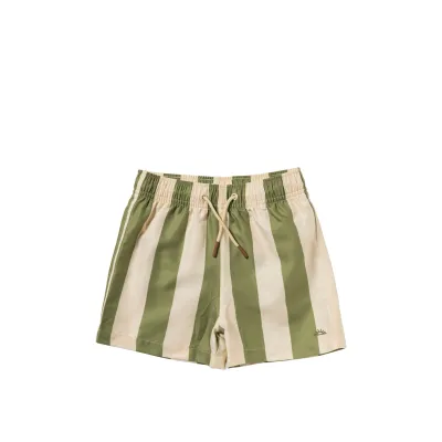 SALTED STORIES - Wide Stripe Swim Short - Iguana