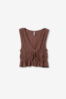 TIFFOSI - 10066365 Camponesa Top - Chocolate Brown