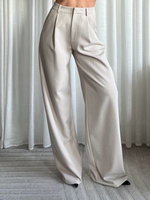 LUFF - Wide Leg Pantalon - Creamy - *Extra long
