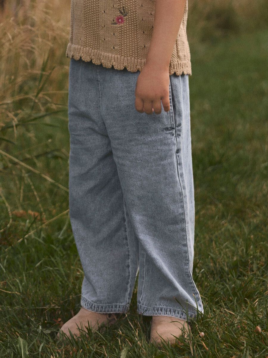 LIL ATELIER - 13255365 Funda Wide Cropped - Medium Blue Denim