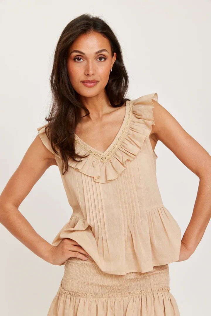 RUT - Alba Frill Top - Beige