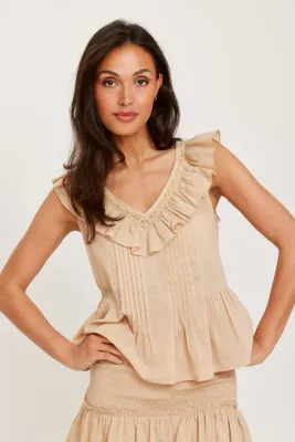 RUT - Alba Frill Top - Beige