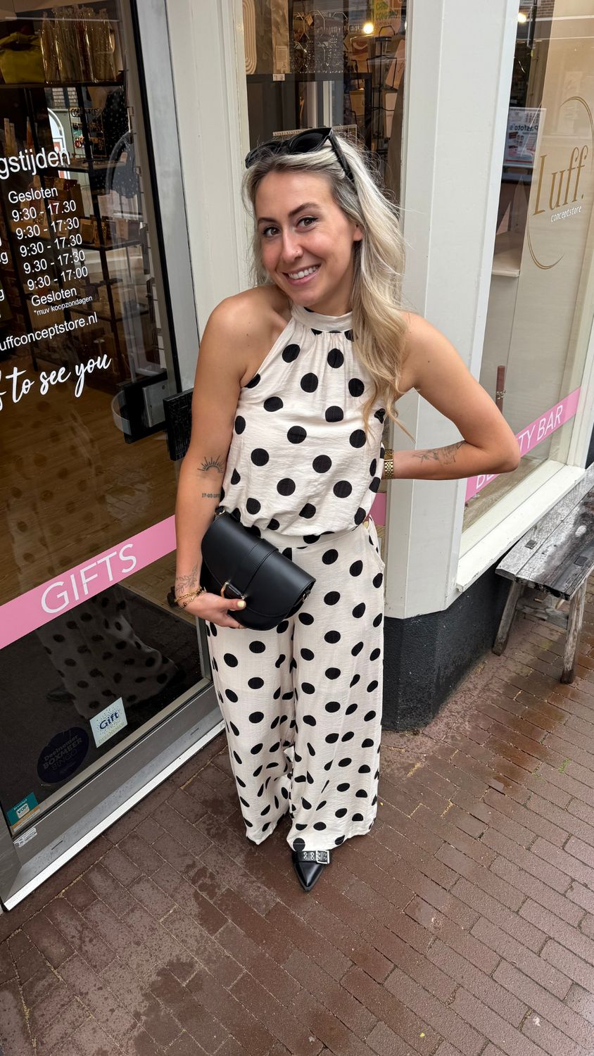 LUFF - Dot Pantalon - Ecru/Black