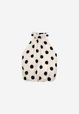 LUFF - Dot Halter Top - Ecru/Black