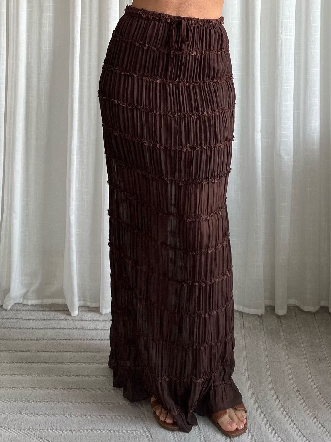 LUFF - Maxi Smocked Skirt - Brown