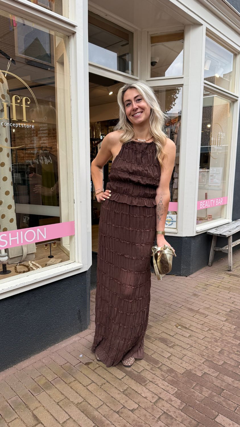 LUFF - Maxi Smocked Skirt - Brown