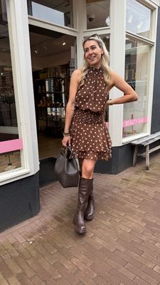 LUFF - Halter Dot Dress - Brown