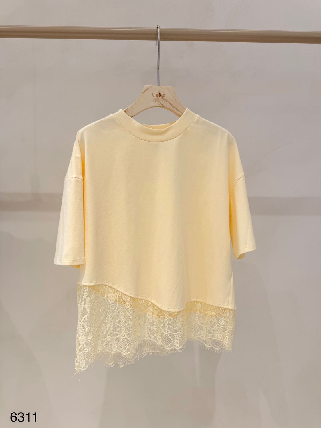 LUFF - Uni Tee with Lace - ONE SIZE - Yellow