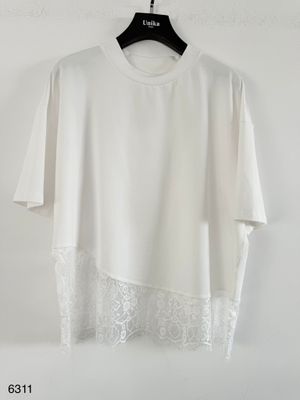 LUFF - Uni Tee with Lace - ONE SIZE - White