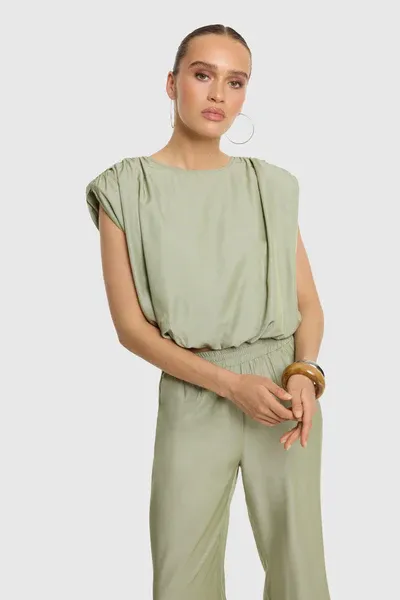 REFINED - Liv Cropped Blouse - Army