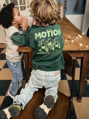 DAILY SEVEN - 920395 Oversized Sweater Backprint - Jungle Green