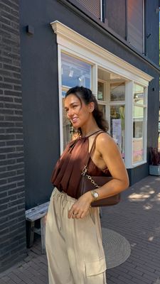 LUFF - Balloon Satin Top - Brown