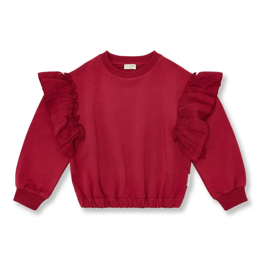 PETIT BLUSH - Sweater Ruffles - Garnet