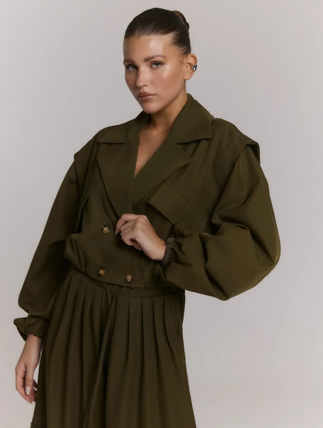 REFINED - Laya Bomber Trenchcoat - Army