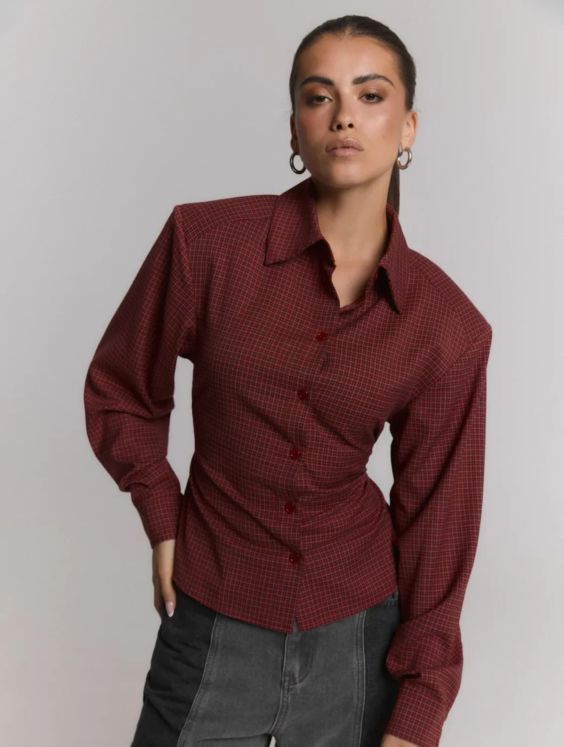 REFINED - Presley Check Blouse - Check
