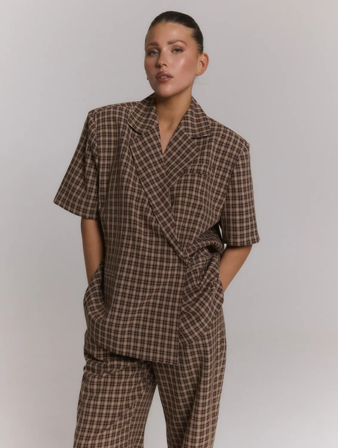 REFINED - Ella Oversized Blazer  - Check
