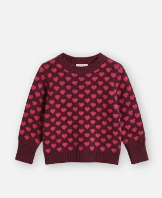 FLIINK - JANIE Cashmere Heart Pullover - Burgundy