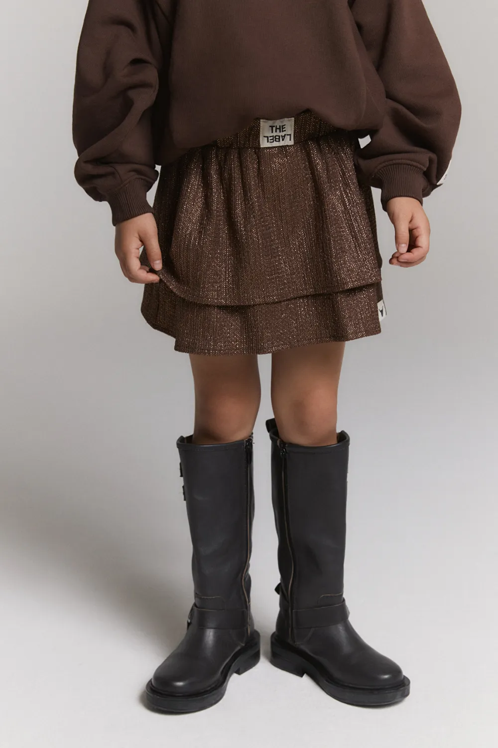 ALIX MINI - Shiny Skirt - Warm Brown