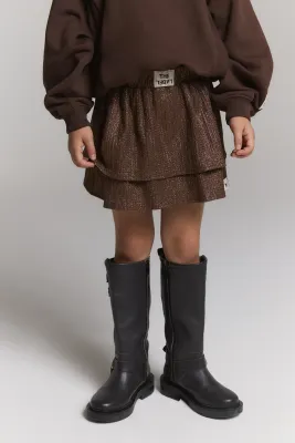 ALIX MINI - Shiny Skirt - Warm Brown