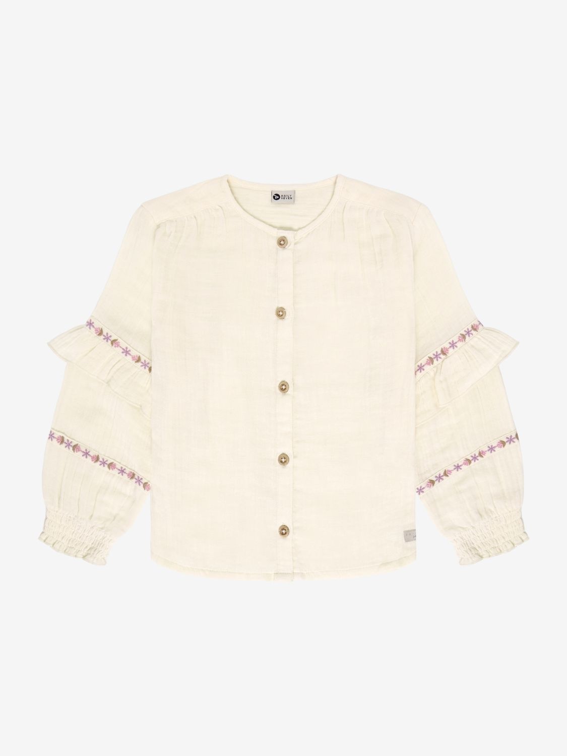Daily7 - 930478 Longsleeve Ruffle - Pearl