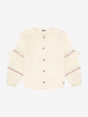 Daily7 - 930478 Longsleeve Ruffle - Pearl