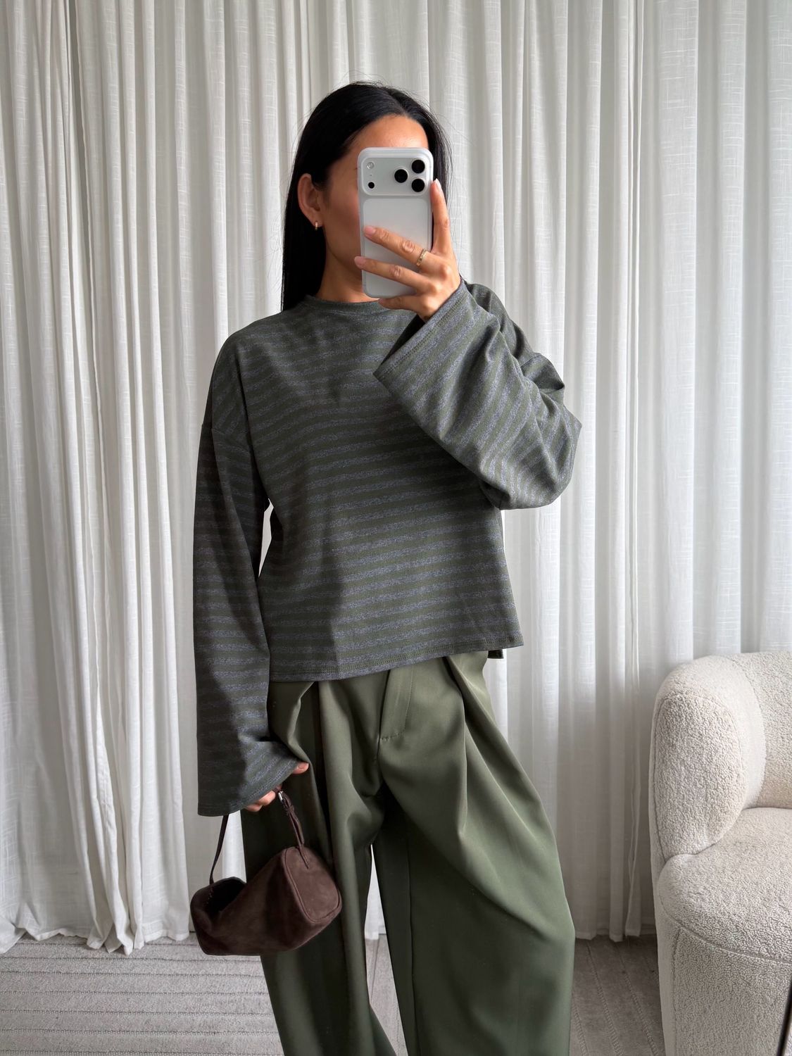 LUFF - Stripe Longsleeve - ONE SIZE - Green/Grey