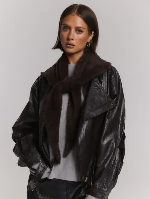 REFINED - Triangle Scarf SAAR - Choco Brown