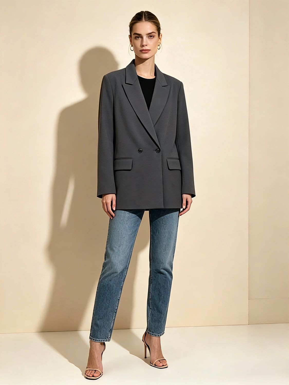 LUFF - Wide Straight Blazer - Grey