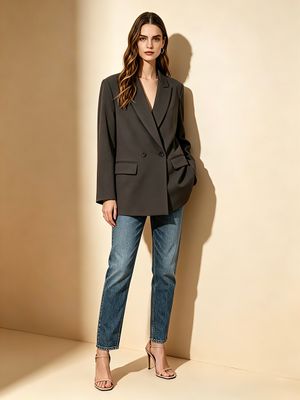 LUFF - Wide Straight Blazer - Choco