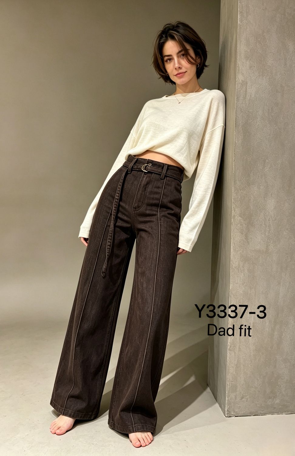 LUFF - Wide Leg Design Jeans - Brown