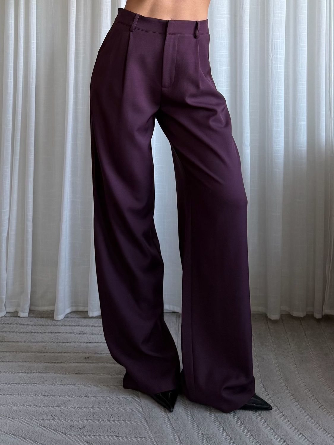 LUFF - Wide Leg Pantalon - Bordeaux - *Extra Long