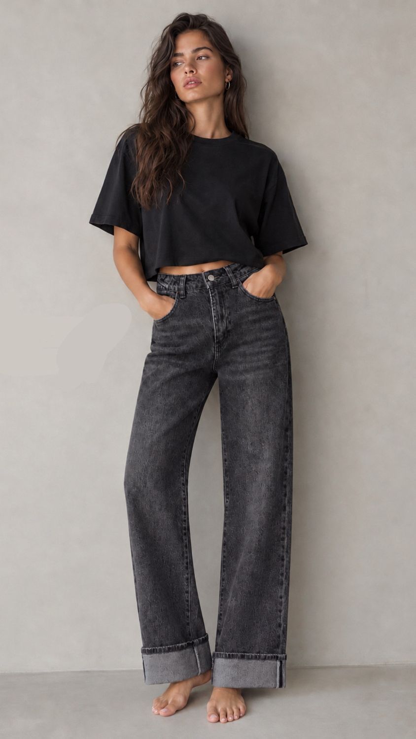 LUFF - Wide Leg Jeans - Grey Wash