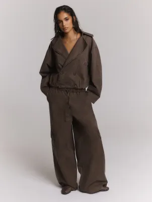 REFINED - MILA Wide Leg Cargo - Choco Brown