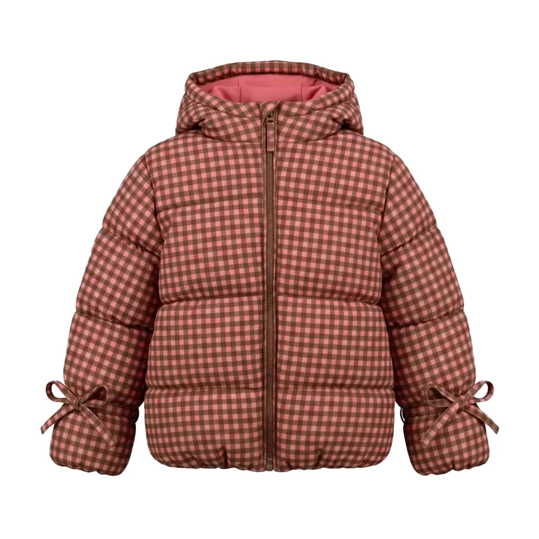 YOUR WISHES - Gingham | Tie Puffer Coat